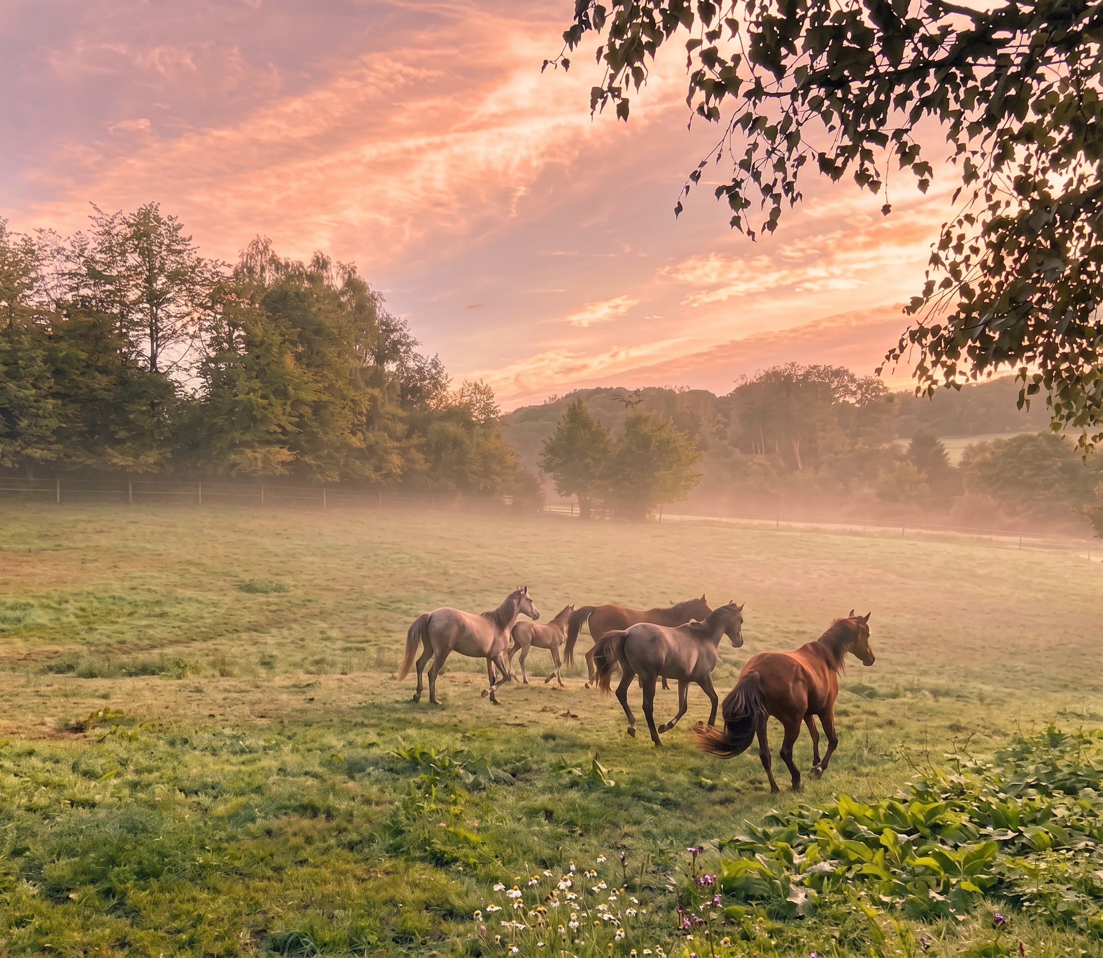 Morgennebel über dem Tal: Goldene Herbsttage für unsere Vollblutaraber auf dem Borner Hof