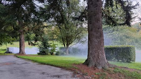 Qualm auf dem Borner Hof für die Übung der Feuerwehr.